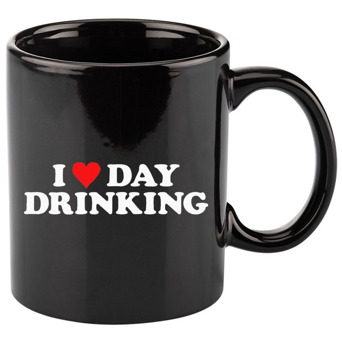 I Love Day Drinking Heart 11oz C Handle Ceramic Mug
