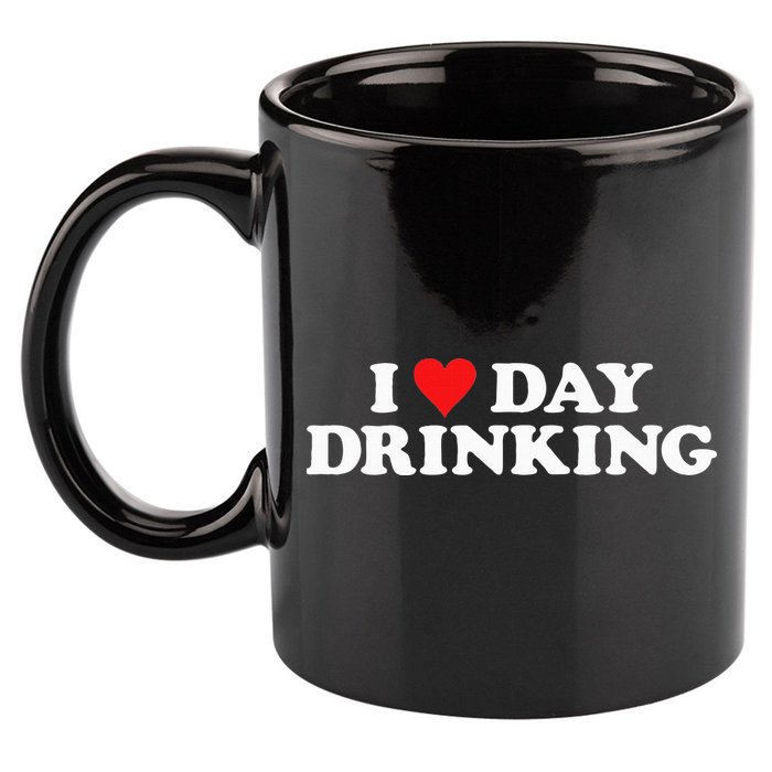 I Love Day Drinking Heart 11oz C Handle Ceramic Mug