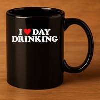 I Love Day Drinking Heart 11oz C Handle Ceramic Mug