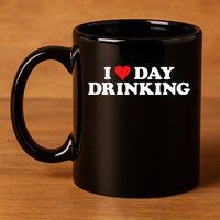 I Love Day Drinking Heart 11oz C Handle Ceramic Mug