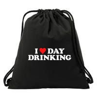 I Love Day Drinking Heart Drawstring Bag