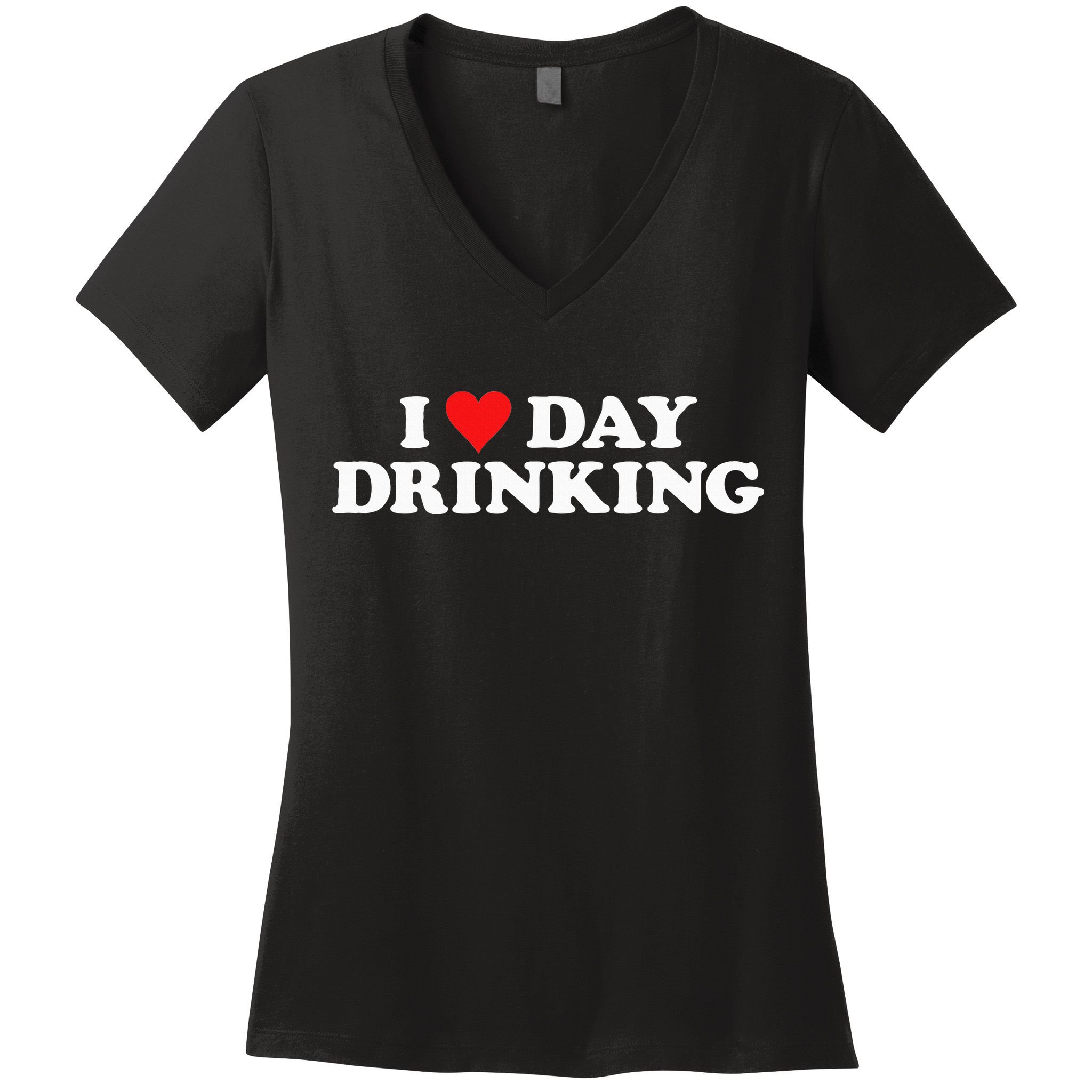 I Love Day Drinking Heart Women's V-Neck T-Shirt
