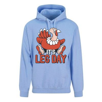 Its Leg Day Funny Workout Turkey Thanksgiving Food Pilgrim Gift Unisex Surf Hoodie