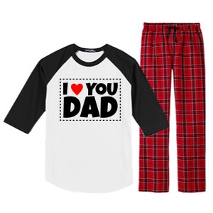 I Love Dad I Heart Dad Father's Gift Raglan Sleeve Pajama Set