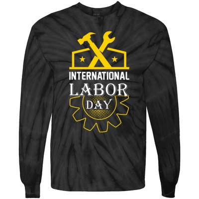 International Labor Day 2024 Celebration Graphic Tie-Dye Long Sleeve Shirt