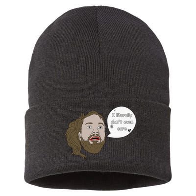 I Literally Don't Even Care Funny Quote Sustainable Knit Beanie