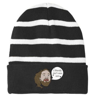 I Literally Don't Even Care Funny Quote Striped Beanie with Solid Band