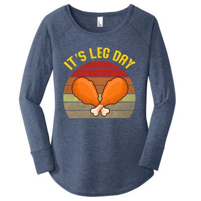 Its Leg Day Funny Gift Turkey Legs Funny Thanksgiving Gift Women's Perfect Tri Tunic Long Sleeve Shirt