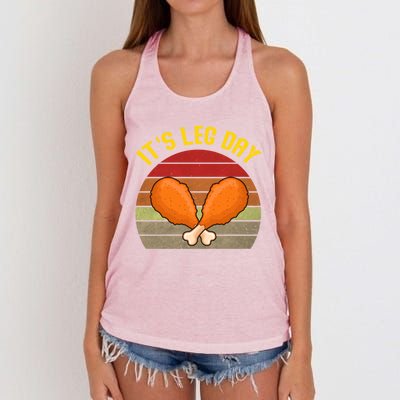 Its Leg Day Funny Gift Turkey Legs Funny Thanksgiving Gift Women's Knotted Racerback Tank