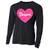 I Love Denver Colorado USA Pink Heart Gift For Women Cooling Performance Long Sleeve Crew