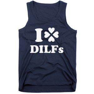 I Love Dilfs Saint Patrick's Day Green Clover Heart Hot Dad Tank Top