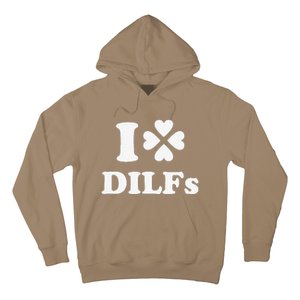 I Love Dilfs Saint Patrick's Day Green Clover Heart Hot Dad Hoodie