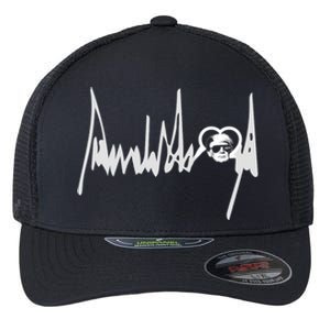 I Love Donald Trump Take America Back Trump Heartbeat 2024 Cute Gift Flexfit Unipanel Trucker Cap