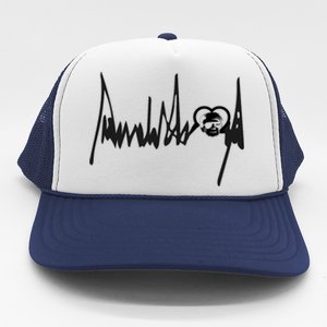 I Love Donald Trump Take America Back Trump Heartbeat 2024 Cute Gift Trucker Hat