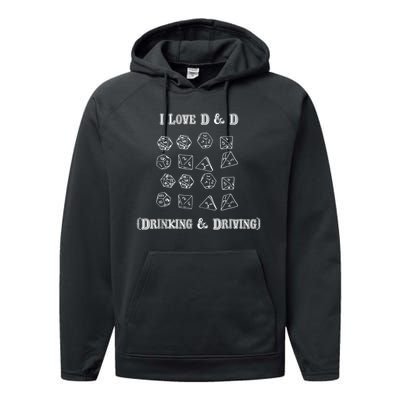 I Love DnD Drinking And Driving Performance Fleece Hoodie