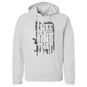 I Like Dogs Guns And Maybe 3 People Funny Usa Gun Lover Performance Fleece Hoodie