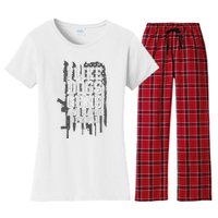 I Like Dogs Guns And Maybe 3 People Funny Usa Gun Lover Women's Flannel Pajama Set