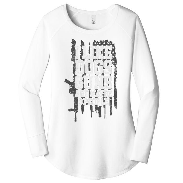 I Like Dogs Guns And Maybe 3 People Funny Usa Gun Lover Women's Perfect Tri Tunic Long Sleeve Shirt