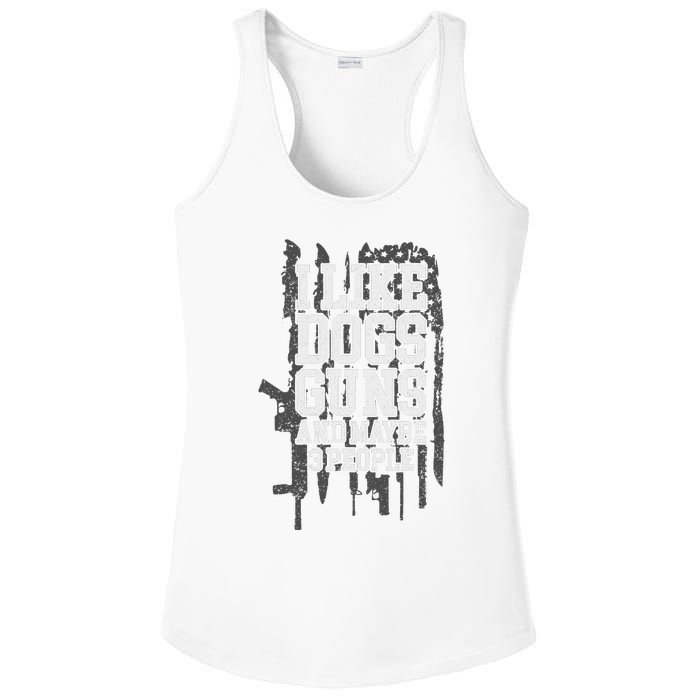 I Like Dogs Guns And Maybe 3 People Funny Usa Gun Lover Ladies PosiCharge Competitor Racerback Tank