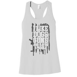 I Like Dogs Guns And Maybe 3 People Funny Usa Gun Lover Women's Racerback Tank