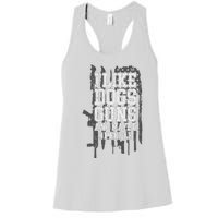 I Like Dogs Guns And Maybe 3 People Funny Usa Gun Lover Women's Racerback Tank