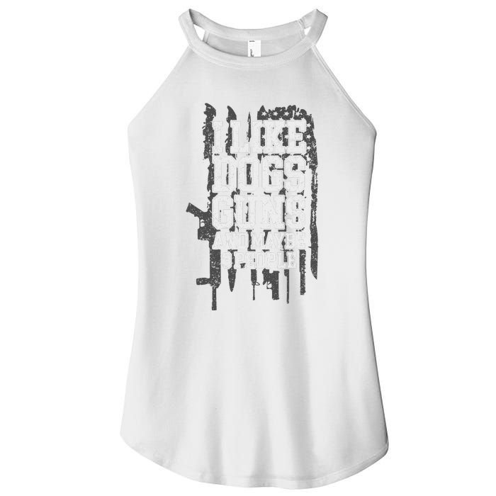 I Like Dogs Guns And Maybe 3 People Funny Usa Gun Lover Women's Perfect Tri Rocker Tank