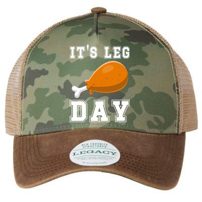 Its Leg Day Turkey Leg Funny Gym Pun Thanksgiving Great Gift Legacy Tie Dye Trucker Hat