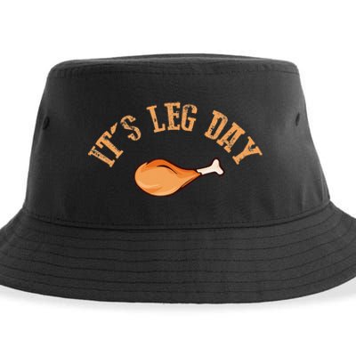 Its Leg Day Funny Turkey Thanksgiving Sustainable Bucket Hat