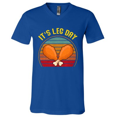 Its Leg Day Turkey Legs Gift Funny Thanksgiving Gift V-Neck T-Shirt