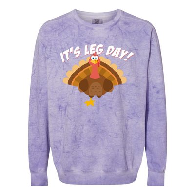 Its Leg Day Funny Turkey Thanksgiving Gift Colorblast Crewneck Sweatshirt