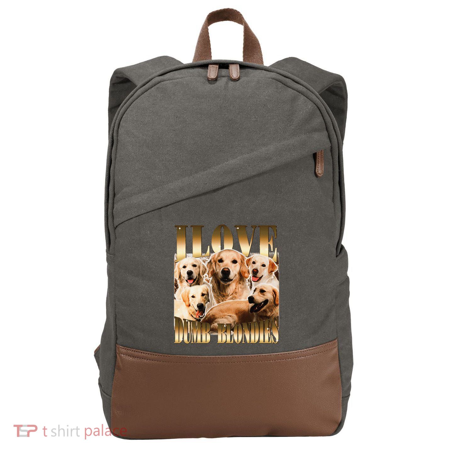 I Love Dumb Blondes Funny Meme Dog Lover Cotton Canvas Backpack