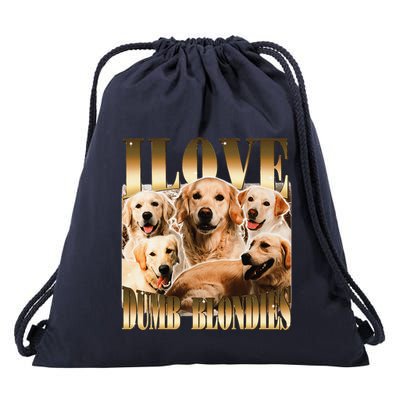 I Love Dumb Blondes Funny Meme Dog Lover Drawstring Bag