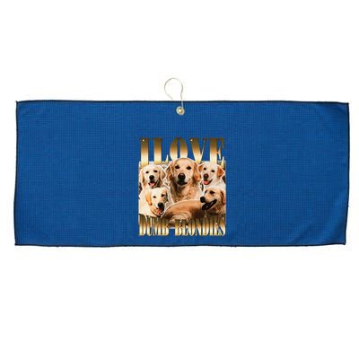 I Love Dumb Blondes Funny Meme Dog Lover Large Microfiber Waffle Golf Towel