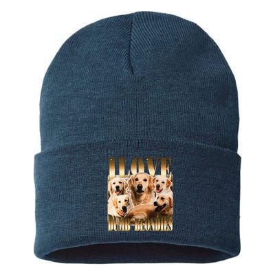I Love Dumb Blondes Funny Meme Dog Lover Sustainable Knit Beanie