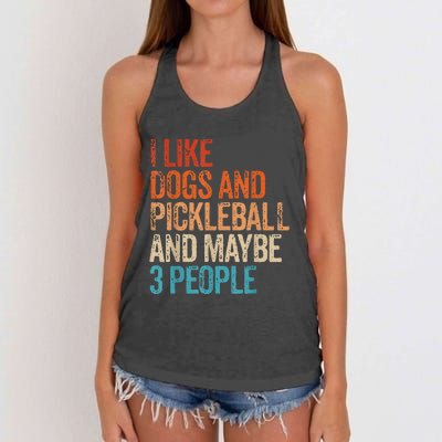 I Like Dogs Pickleball And Maybe 3 People Vintage Women's Knotted Racerback Tank