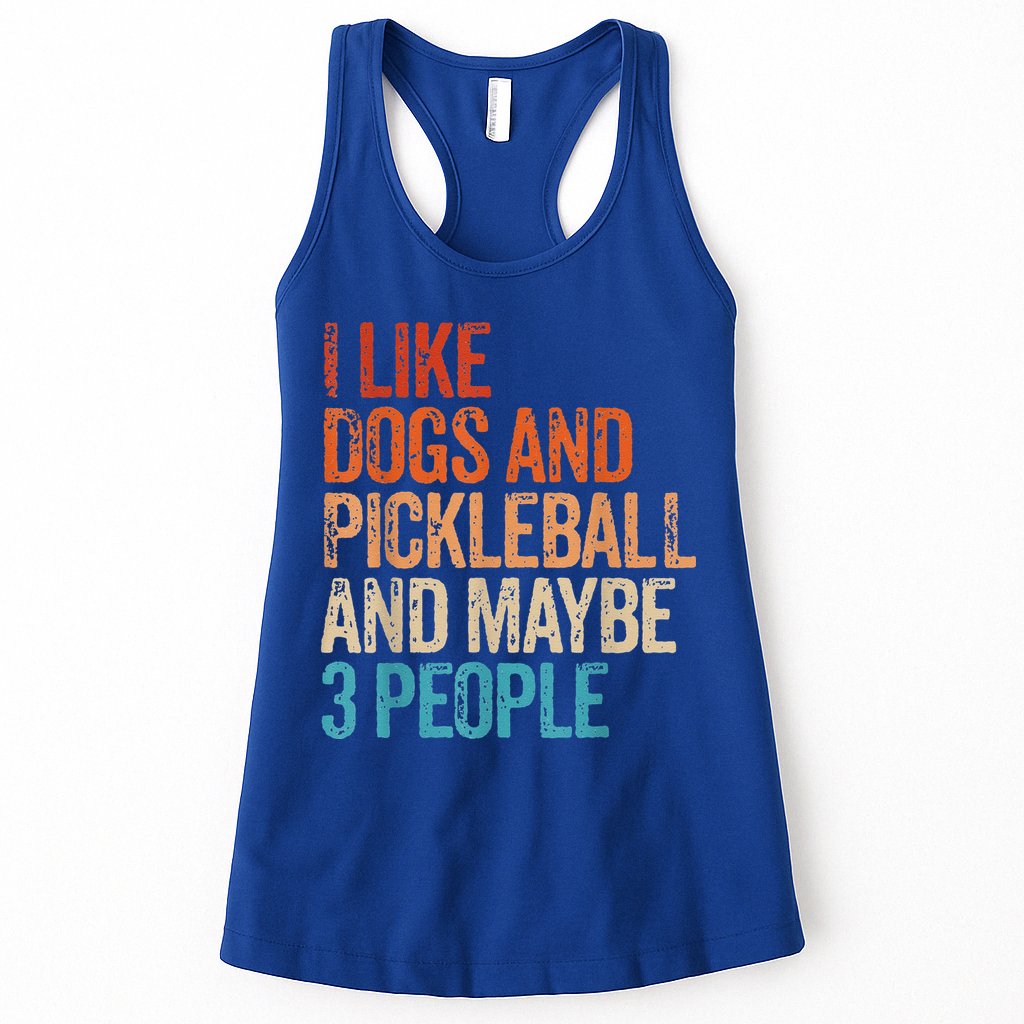 I Like Dogs Pickleball And Maybe 3 People Vintage Womens Tank Top
