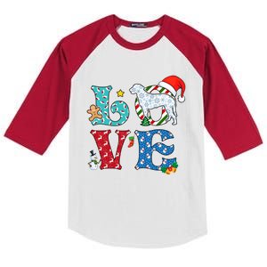 I Love Dog Curlycoated Retriever Christmas Gift Kids Colorblock Raglan Jersey