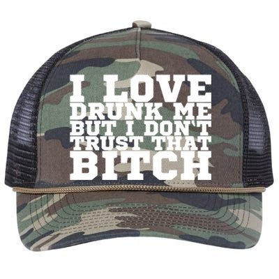 I Love Drunk Me But I Don't Trust That Bitch Gift Retro Rope Trucker Hat Cap