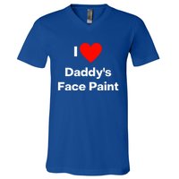 I Love Daddys Face Paint Gift V-Neck T-Shirt