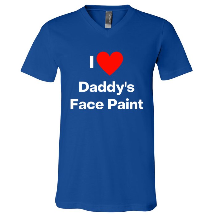 I Love Daddys Face Paint Gift V-Neck T-Shirt