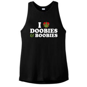 I Love Doobies And Boobies 420 Weed Stoner Funny Ladies PosiCharge Tri-Blend Wicking Tank