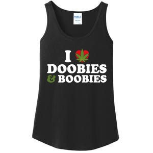 I Love Doobies And Boobies 420 Weed Stoner Funny Ladies Essential Tank