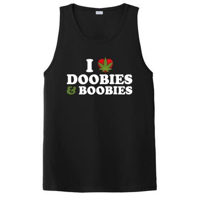 I Love Doobies And Boobies 420 Weed Stoner Funny PosiCharge Competitor Tank