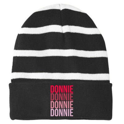 I Love Donnie First Name Donnie Striped Beanie with Solid Band