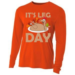 Its Leg Day Funny Turkey Gym Thanksgiving Gift Cooling Performance Long Sleeve Crew