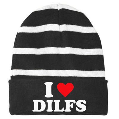 I Love Dilfs Striped Beanie with Solid Band