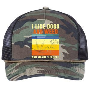 I Like Dogs And Weed And Maybe 3 People Retro Rope Trucker Hat Cap