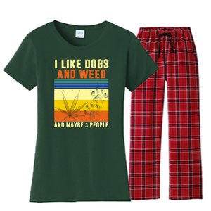 I Like Dogs And Weed And Maybe 3 People Women's Flannel Pajama Set