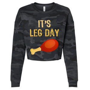 It's Leg Day Funny Workout Gym Turkey Thanksgiving Cropped Pullover Crew