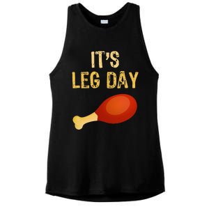 It's Leg Day Funny Workout Gym Turkey Thanksgiving Ladies PosiCharge Tri-Blend Wicking Tank